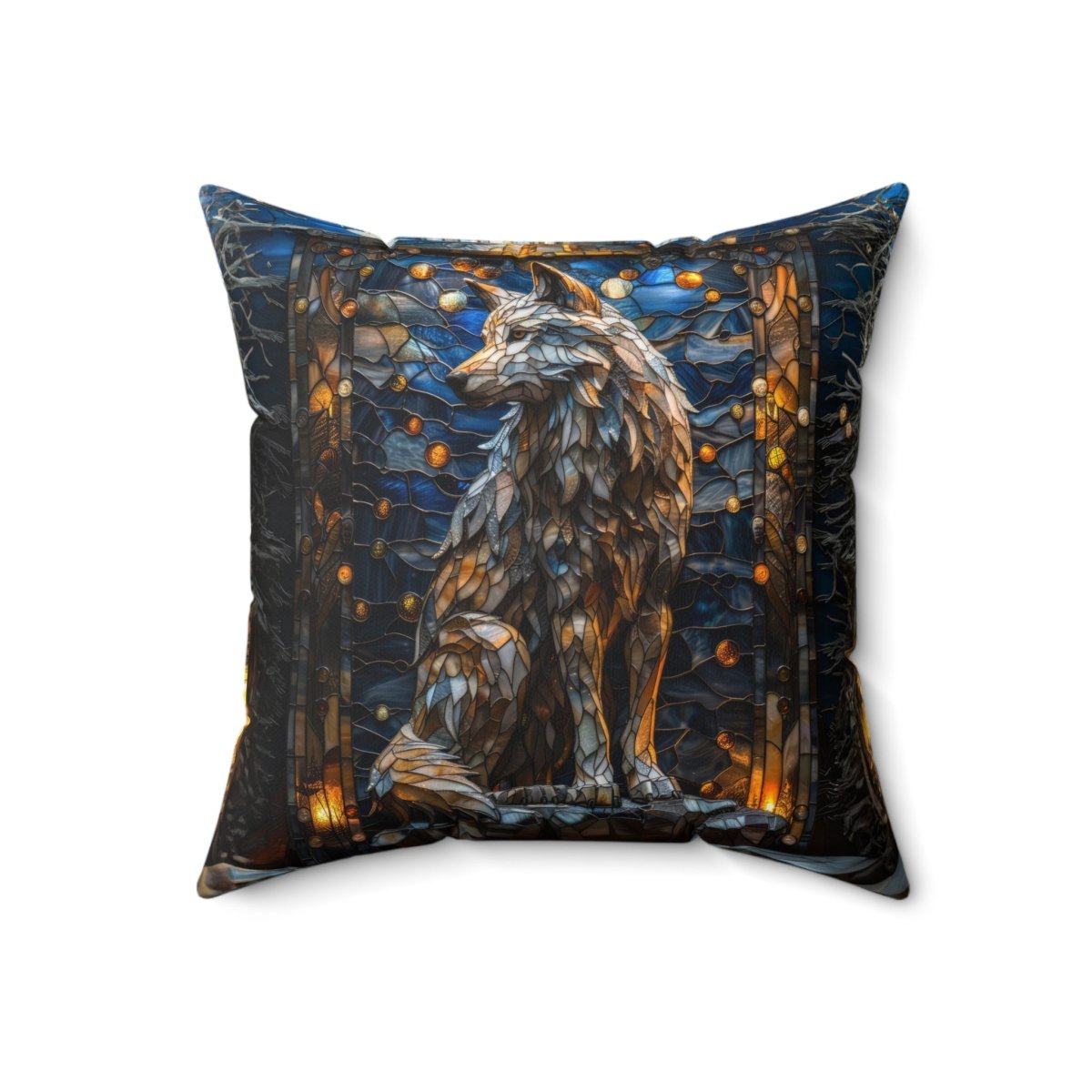 Luxury Wolf Stained Glass Design Pillow - Elegant Deer