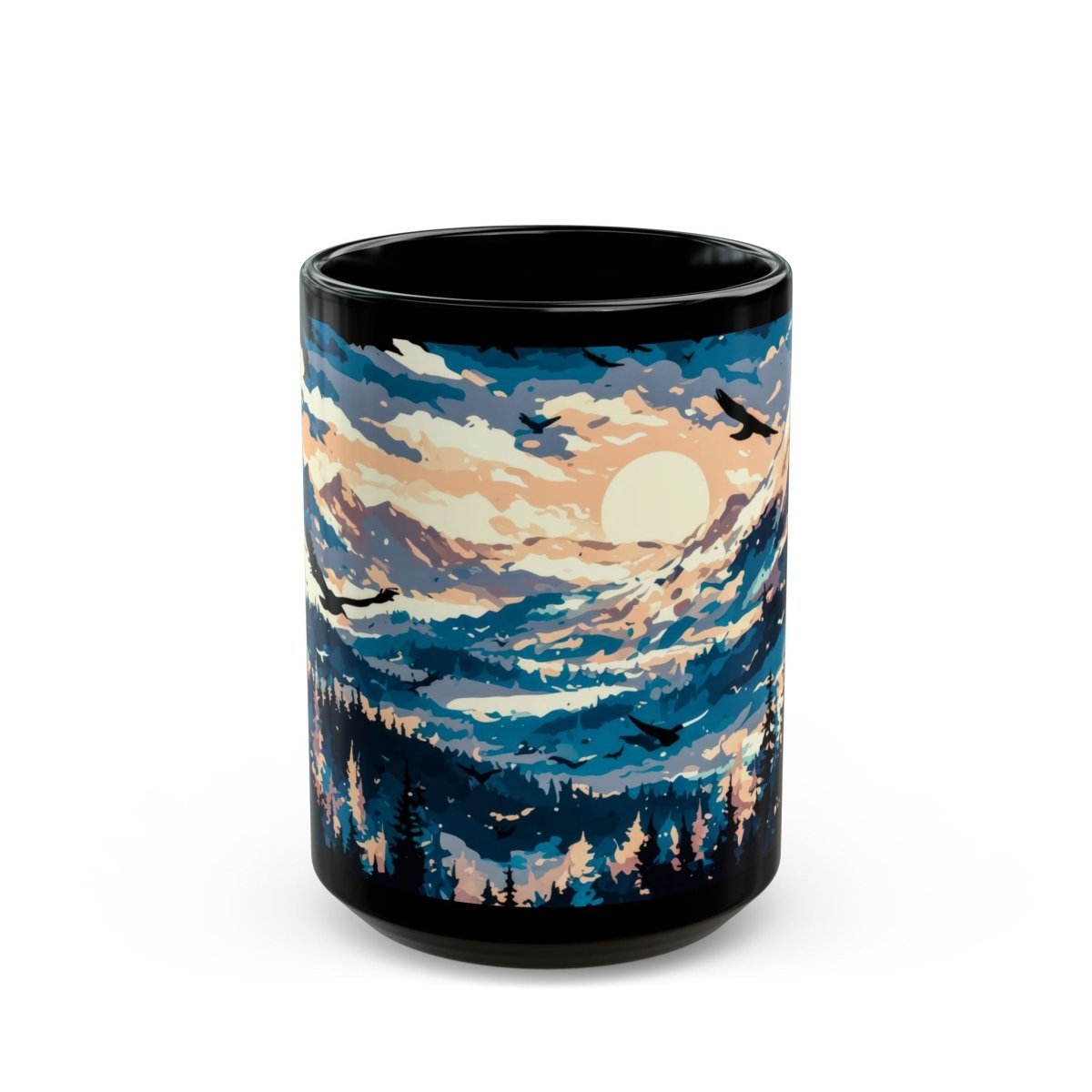 Majestic Mountain Sunrise Mug – Inspire Your Day 15oz - Elegant Deer