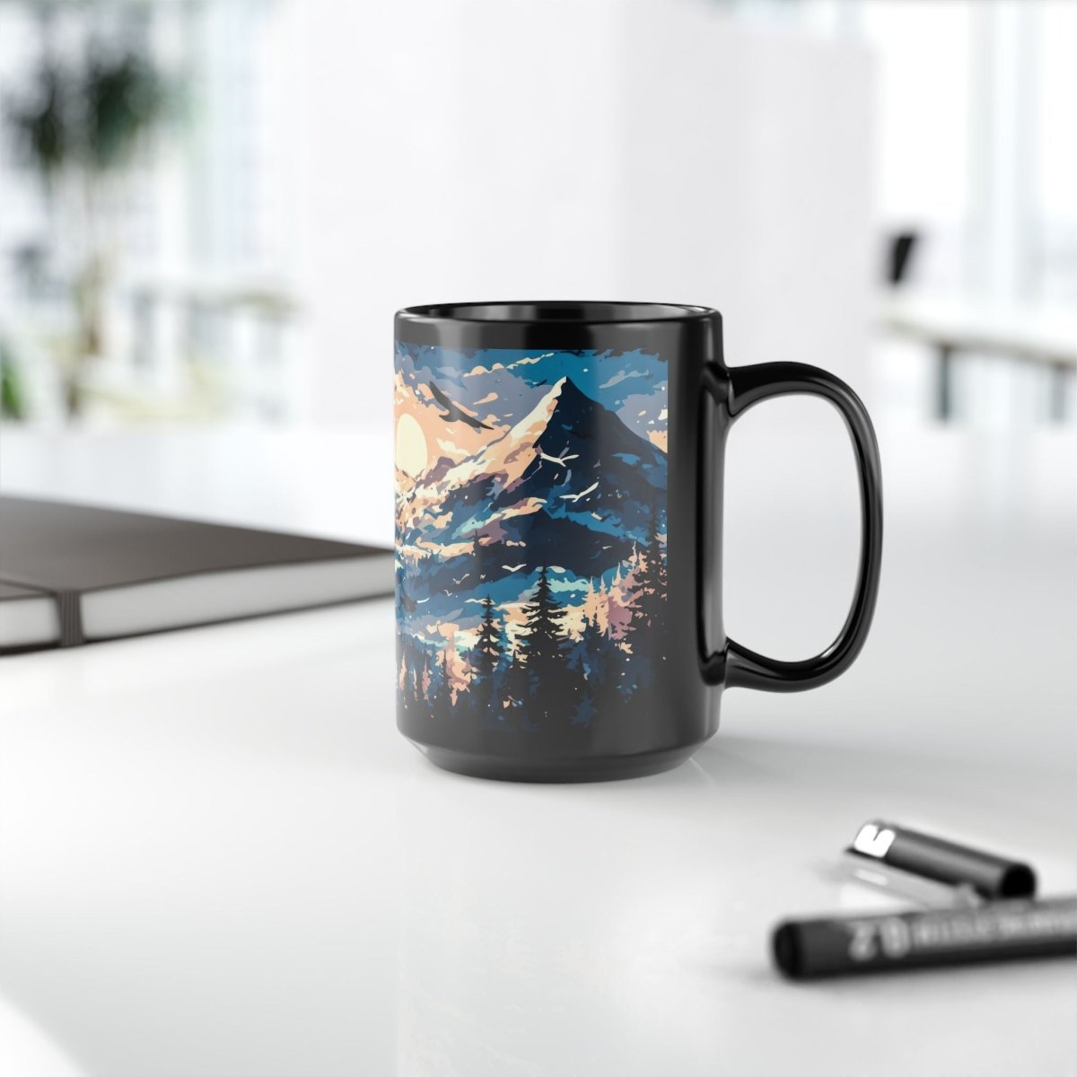 Majestic Mountain Sunrise Mug – Inspire Your Day 15oz - Elegant Deer