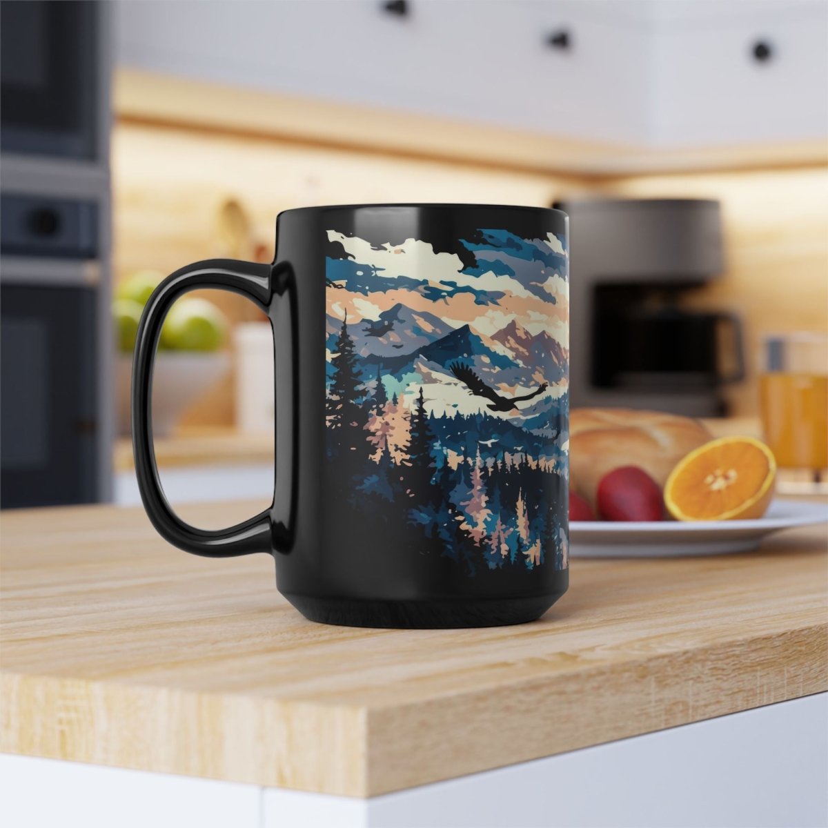 Majestic Mountain Sunrise Mug – Inspire Your Day 15oz - Elegant Deer