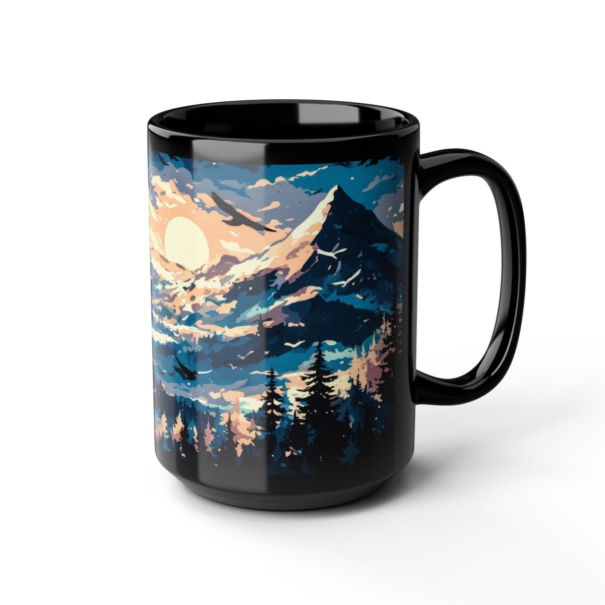 Majestic Mountain Sunrise Mug – Inspire Your Day 15oz - Elegant Deer