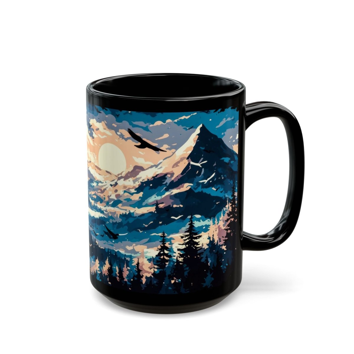 Majestic Mountain Sunrise Mug – Inspire Your Day 15oz - Elegant Deer