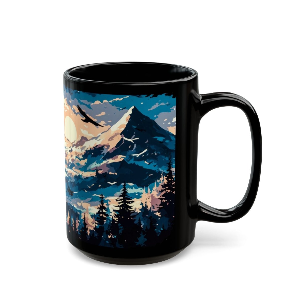 Majestic Mountain Sunrise Mug – Inspire Your Day 15oz - Elegant Deer