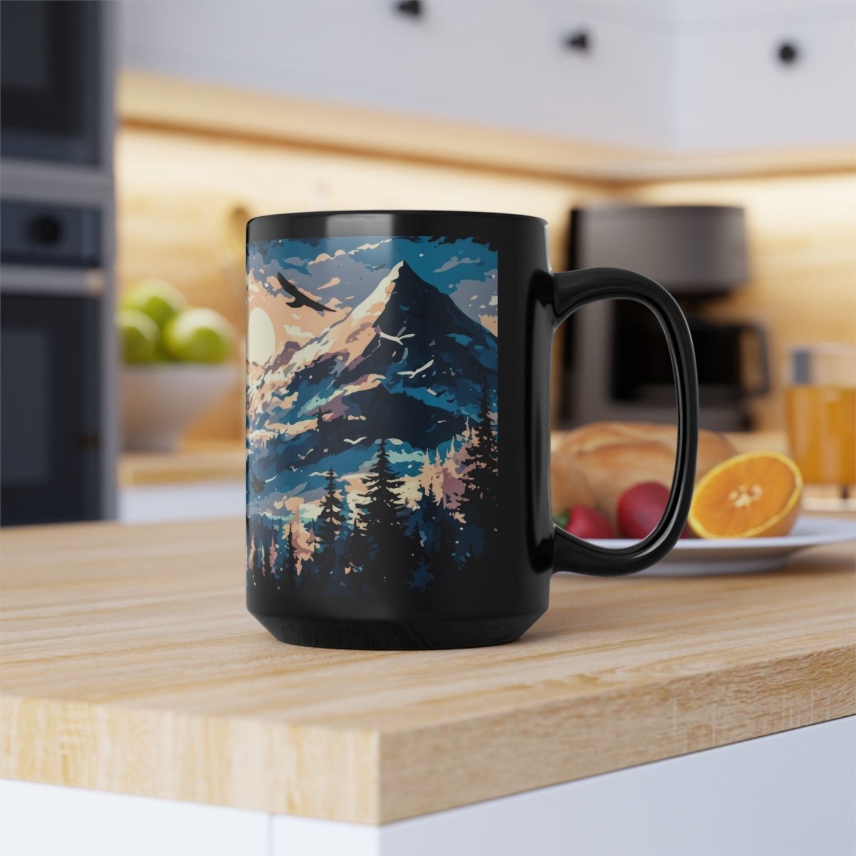 Majestic Mountain Sunrise Mug – Inspire Your Day 15oz - Elegant Deer