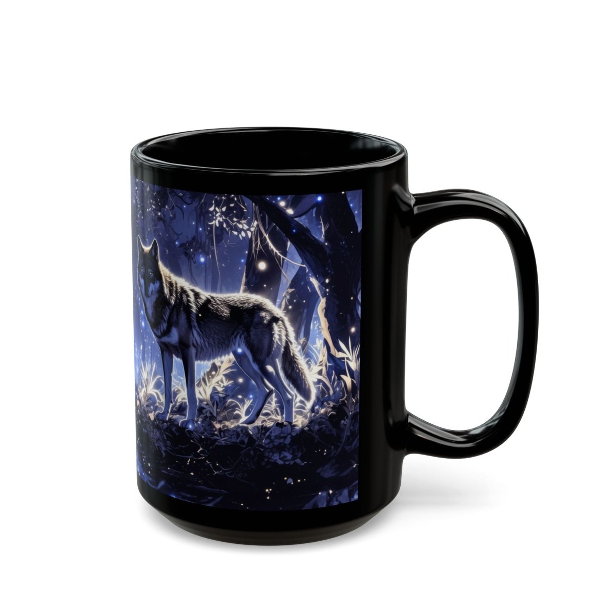 Mystical Wolf Mug with Moonlight 15oz - Elegant Deer