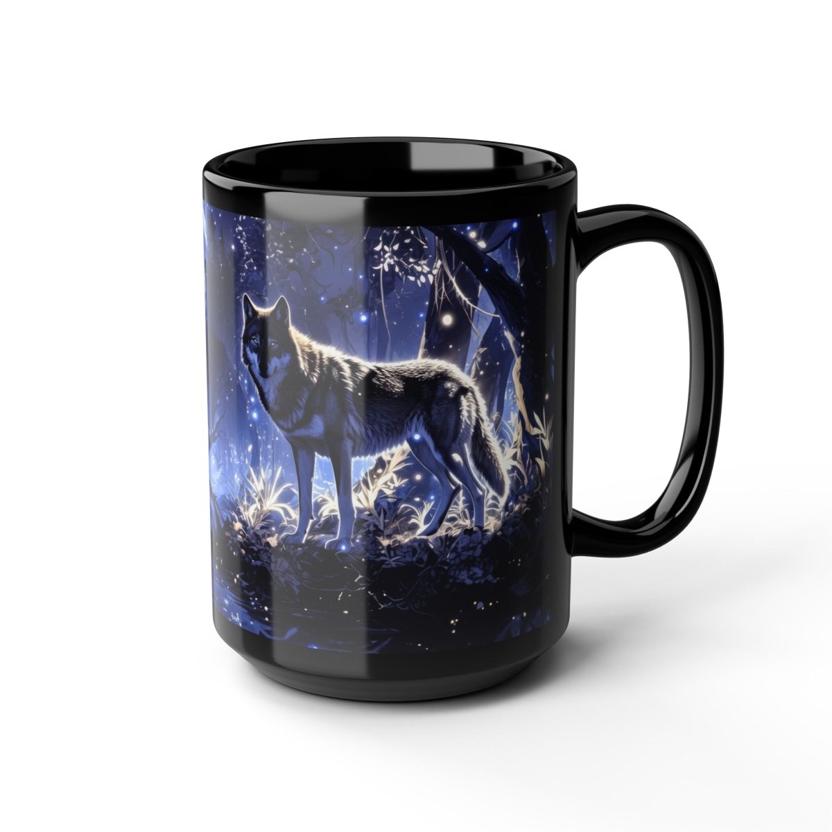 Mystical Wolf Mug with Moonlight 15oz - Elegant Deer
