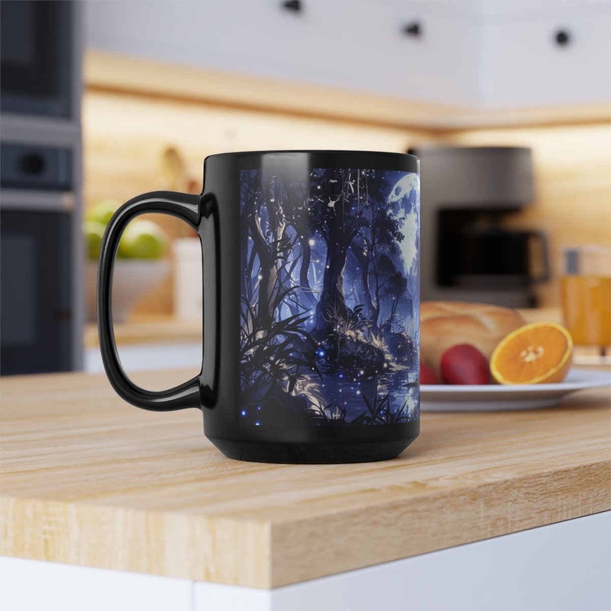 Mystical Wolf Mug with Moonlight 15oz - Elegant Deer