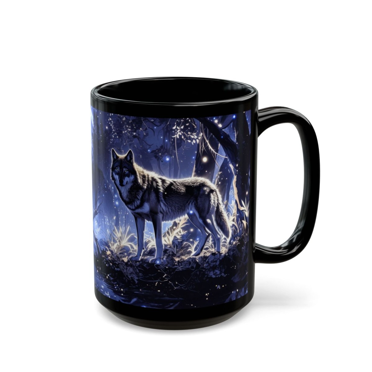 Mystical Wolf Mug with Moonlight 15oz - Elegant Deer