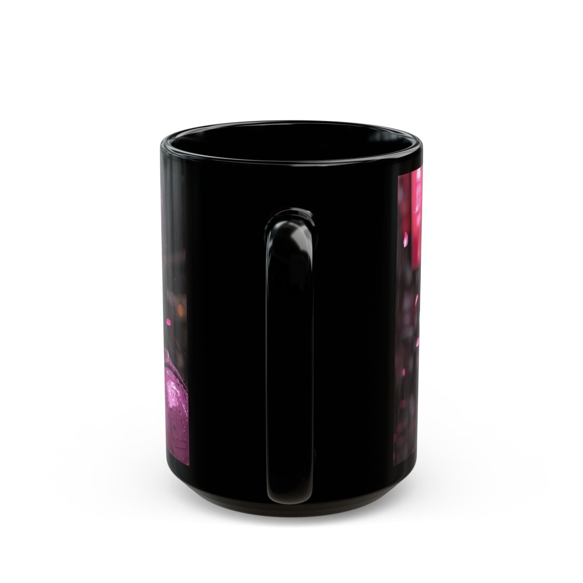 🎴 Neon Cyber Samurai Black Mug – Futuristic Warrior Woman - Elegant Deer