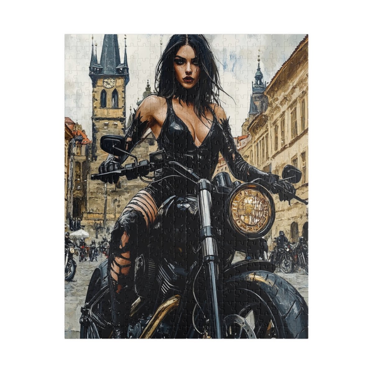 ๐๏ธ Rebel Biker Girl Puzzle โ Urban Freedom Edition ๐ค - Elegant Deer