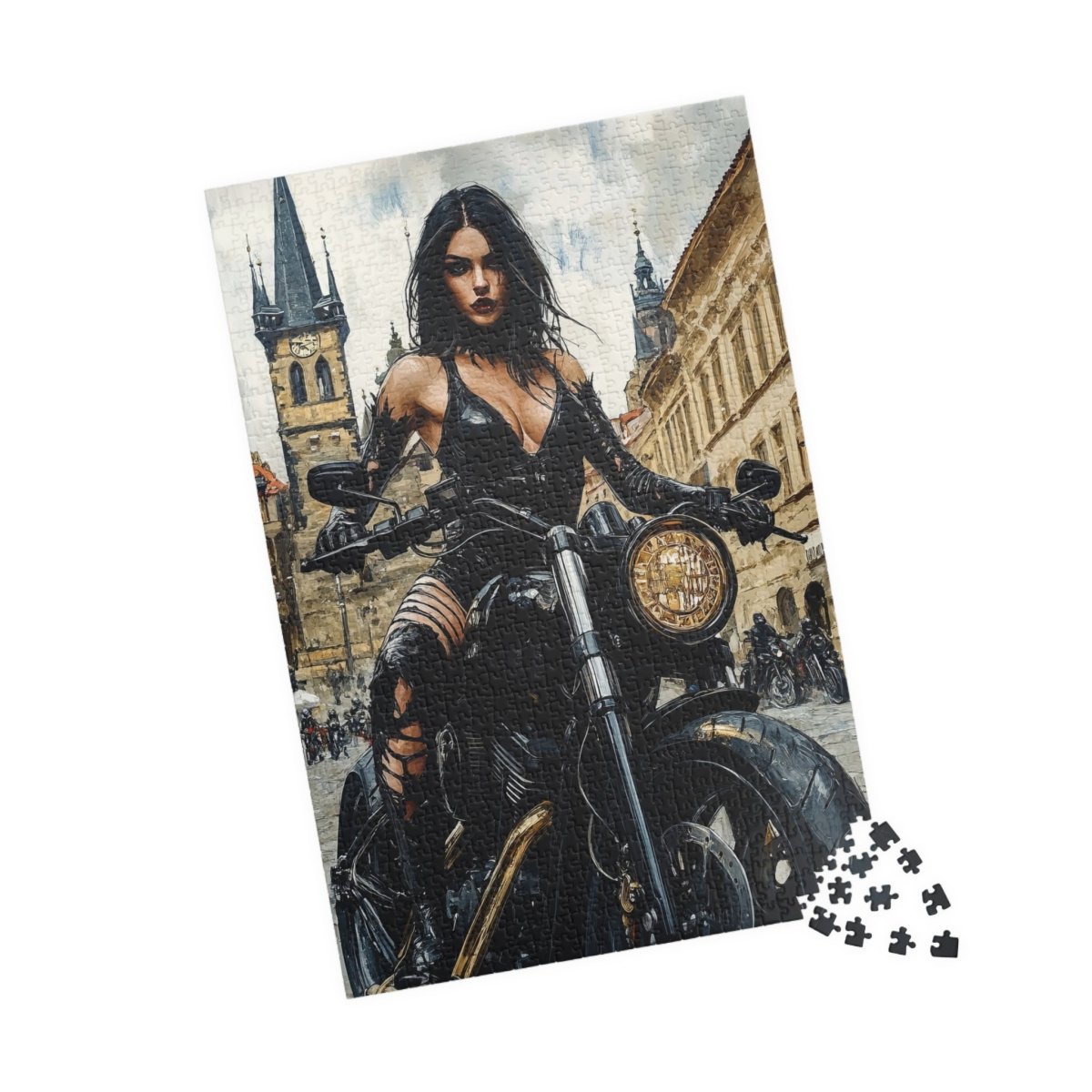 ๐๏ธ Rebel Biker Girl Puzzle โ Urban Freedom Edition ๐ค - Elegant Deer