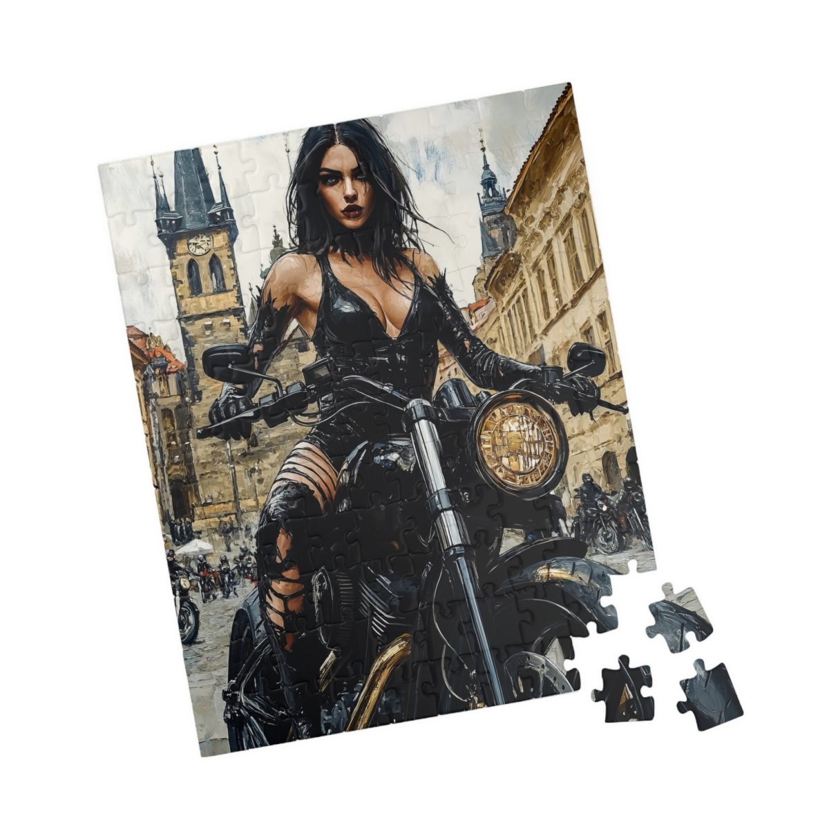 ๐๏ธ Rebel Biker Girl Puzzle โ Urban Freedom Edition ๐ค - Elegant Deer