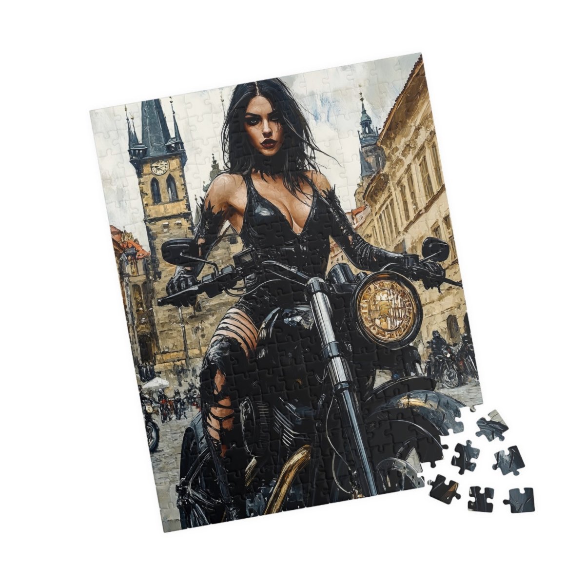 ๐๏ธ Rebel Biker Girl Puzzle โ Urban Freedom Edition ๐ค - Elegant Deer