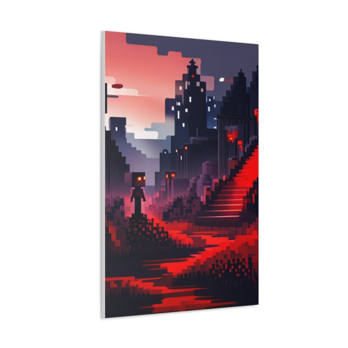 Red Creepy Castle Canvas Poster - Elegant Deer