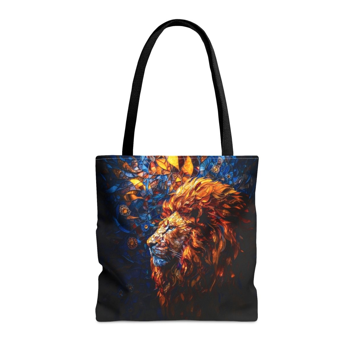 Regal Radiance: Stained Glass Lion Tote Bag - Elegant Deer