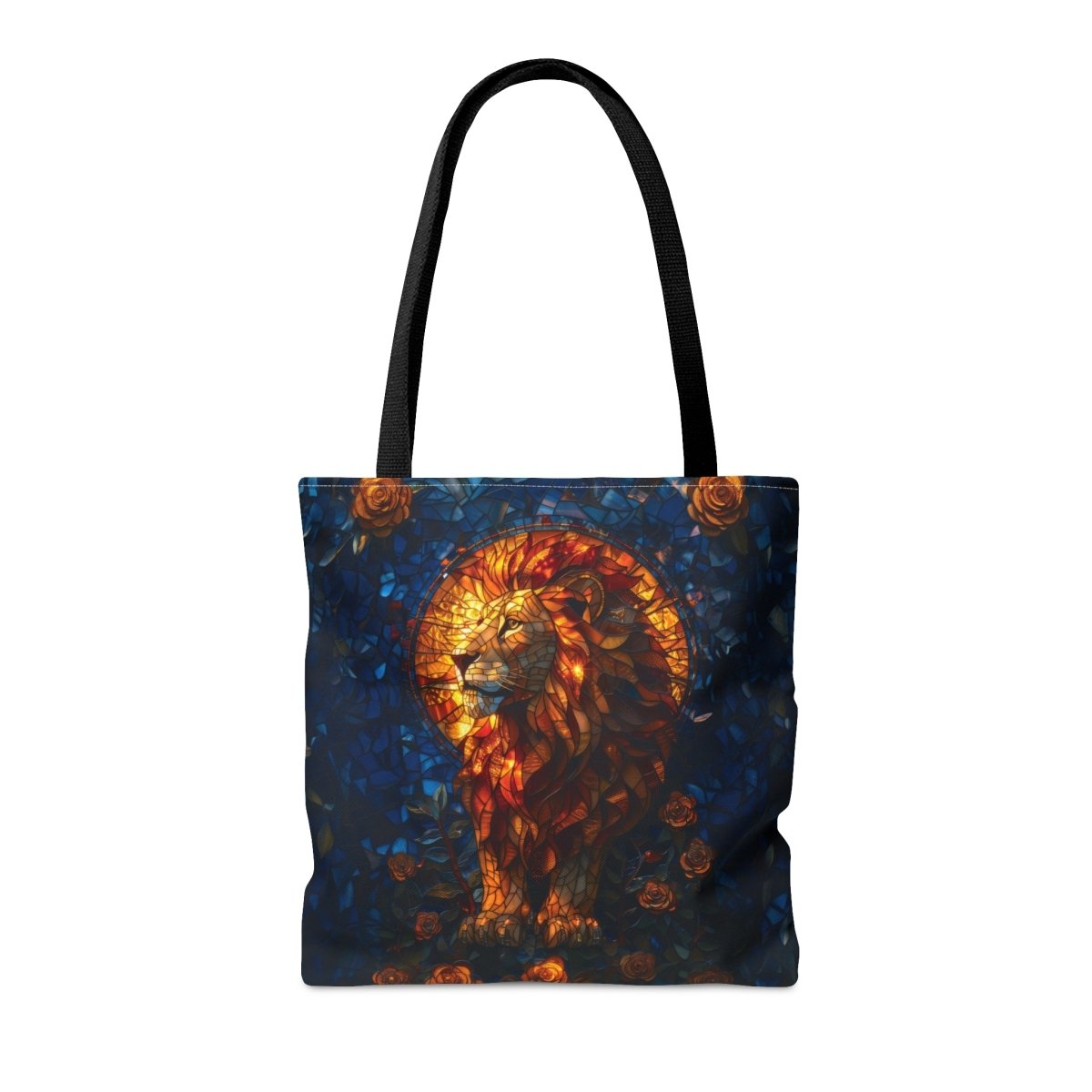 Regal Radiance: Stained Glass Lion Tote Bag - Elegant Deer