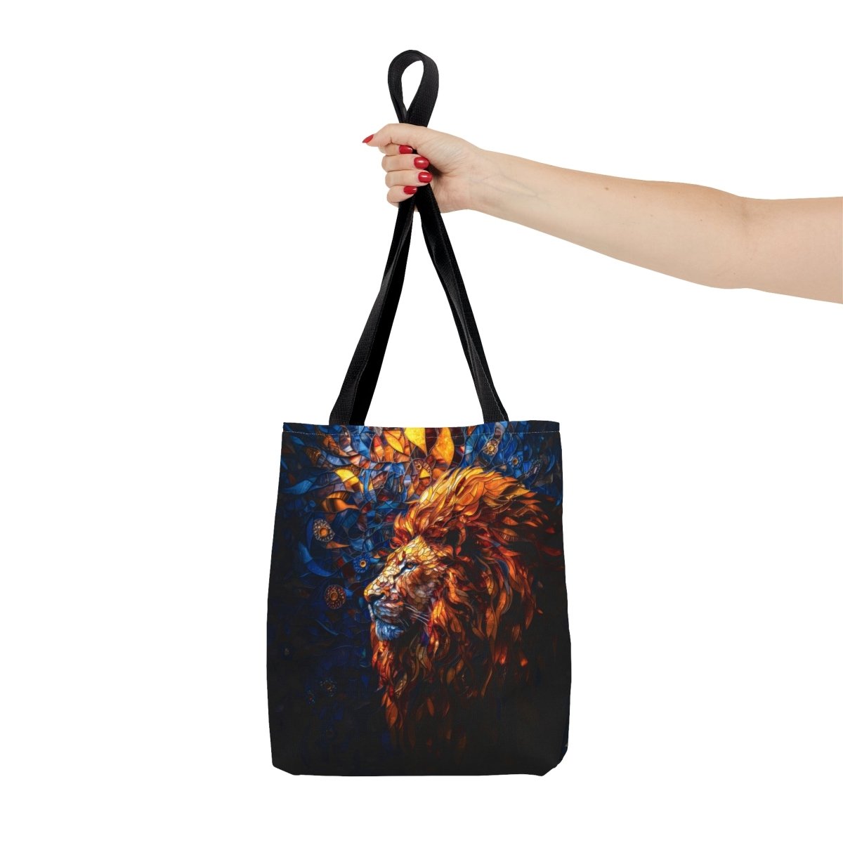 Regal Radiance: Stained Glass Lion Tote Bag - Elegant Deer