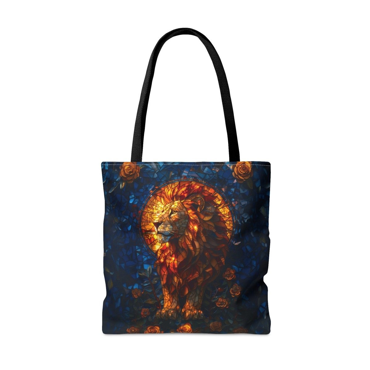 Regal Radiance: Stained Glass Lion Tote Bag - Elegant Deer