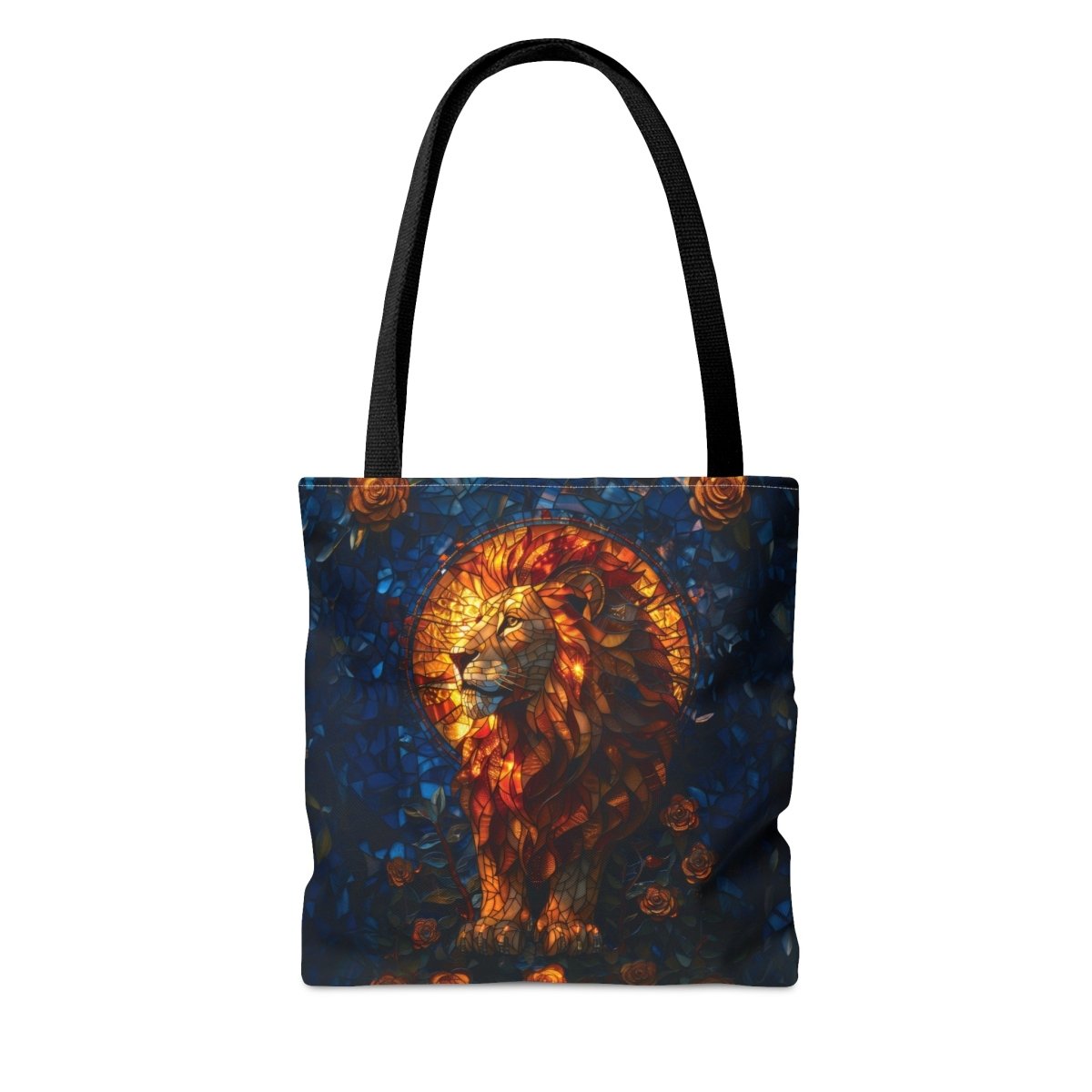 Regal Radiance: Stained Glass Lion Tote Bag - Elegant Deer