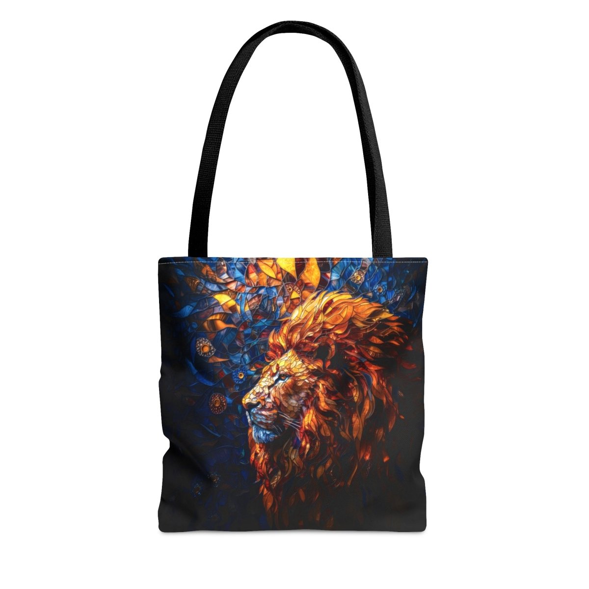 Regal Radiance: Stained Glass Lion Tote Bag - Elegant Deer