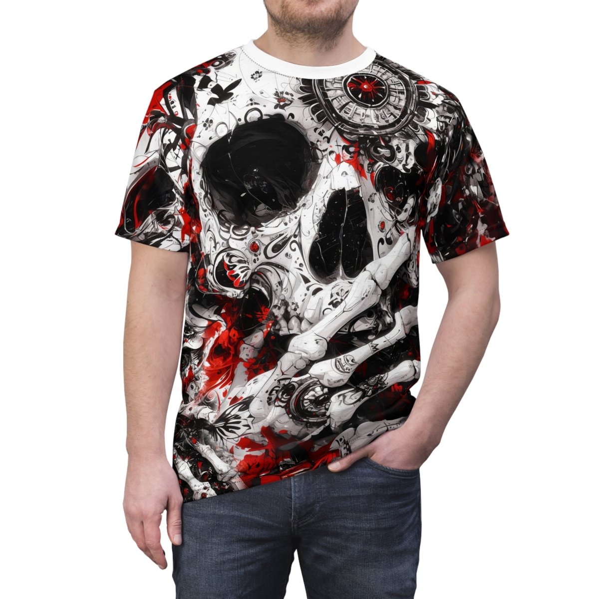 Skull Rebellion T-Shirt (AOP) - Elegant Deer