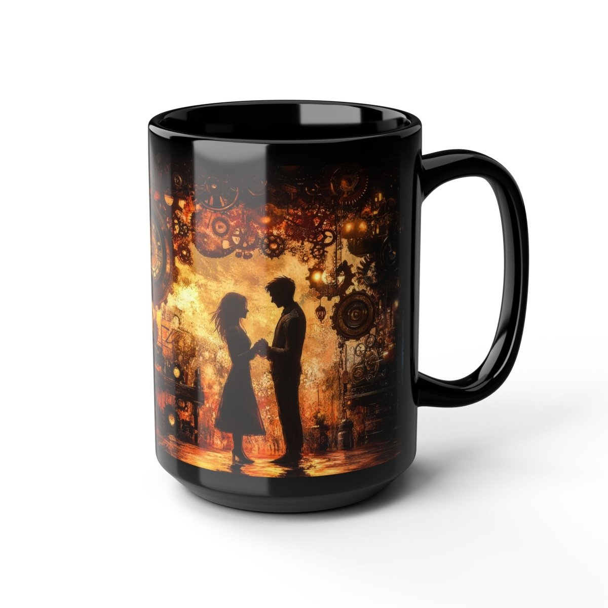 Steampunk Love - Romantic Valentine's Coffee Mug 15oz - Elegant Deer