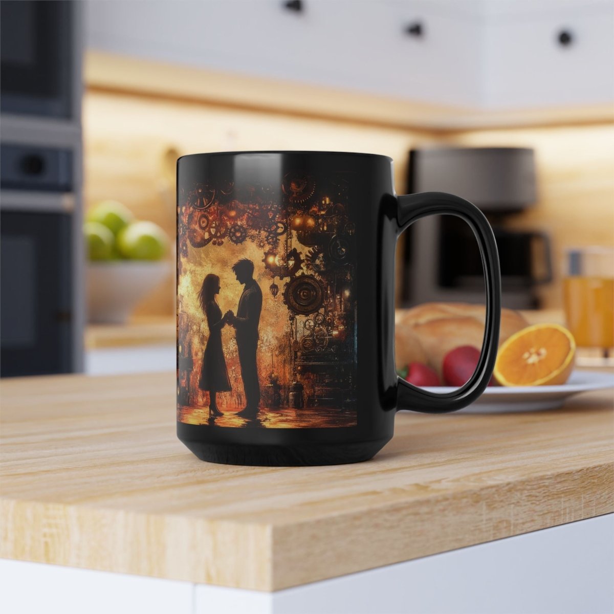 Steampunk Love - Romantic Valentine's Coffee Mug 15oz - Elegant Deer