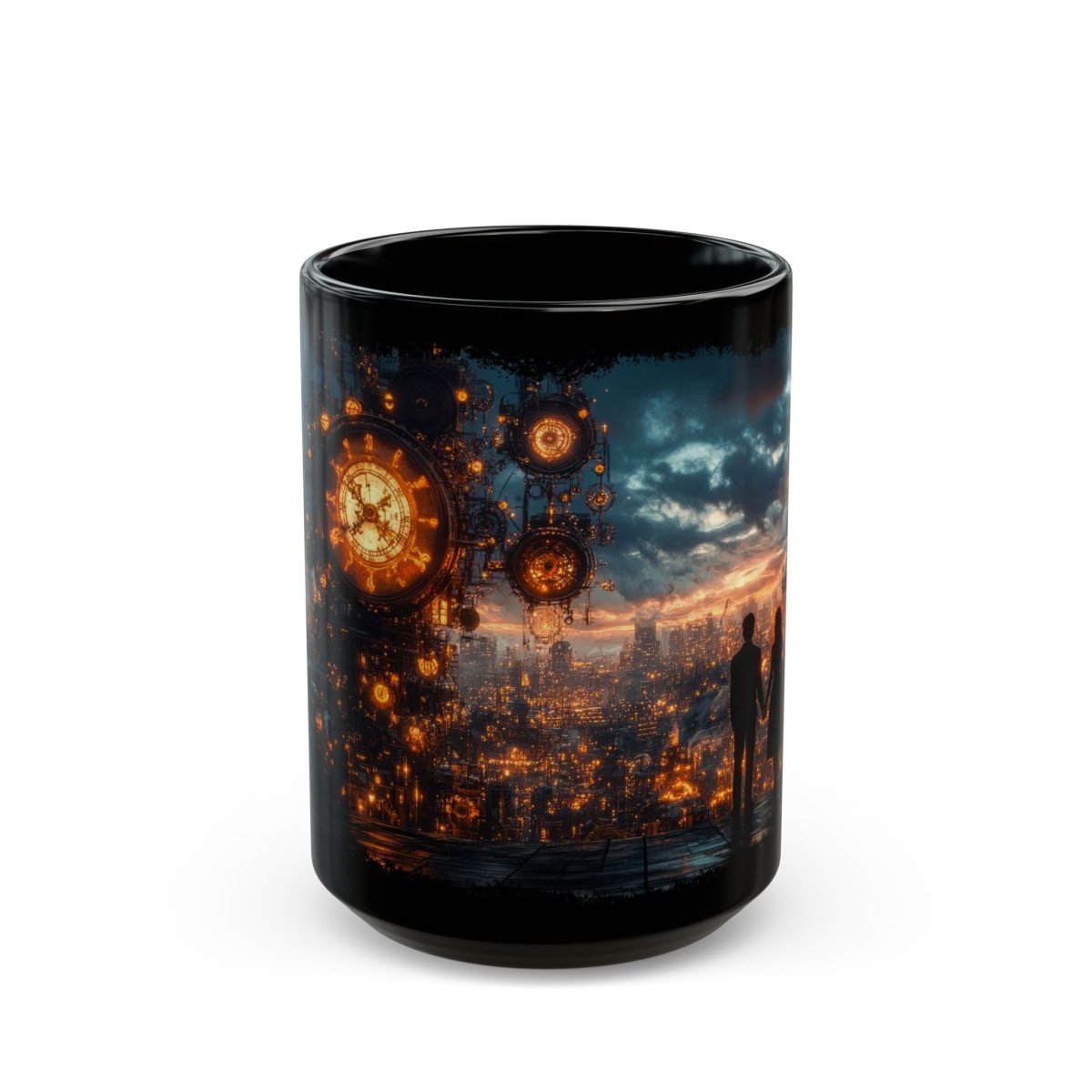 Steampunk Skyline Romance Coffee Mug 15oz - Elegant Deer