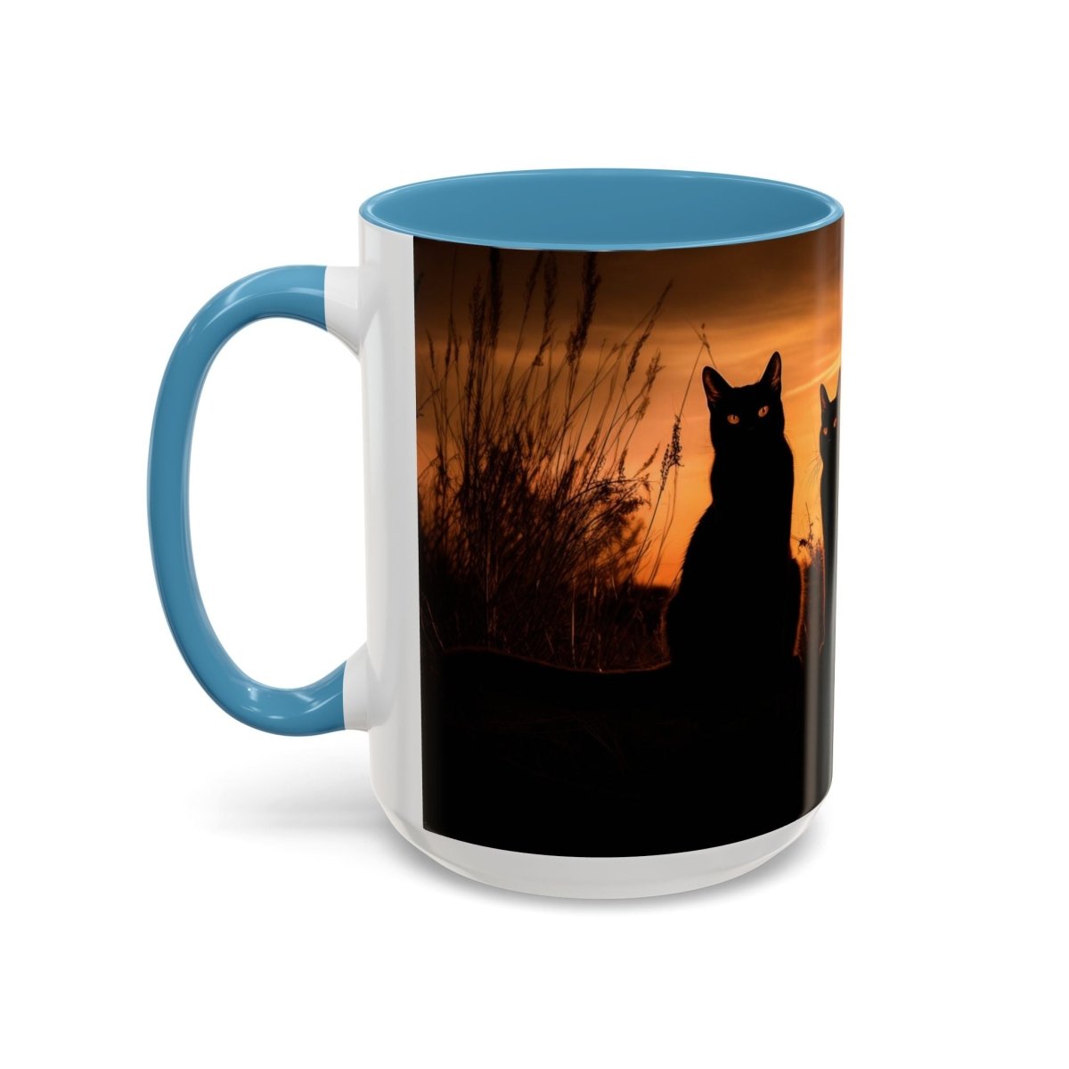 Sunset Cat Silhouette Coffee Mug, 15oz - Elegant Deer