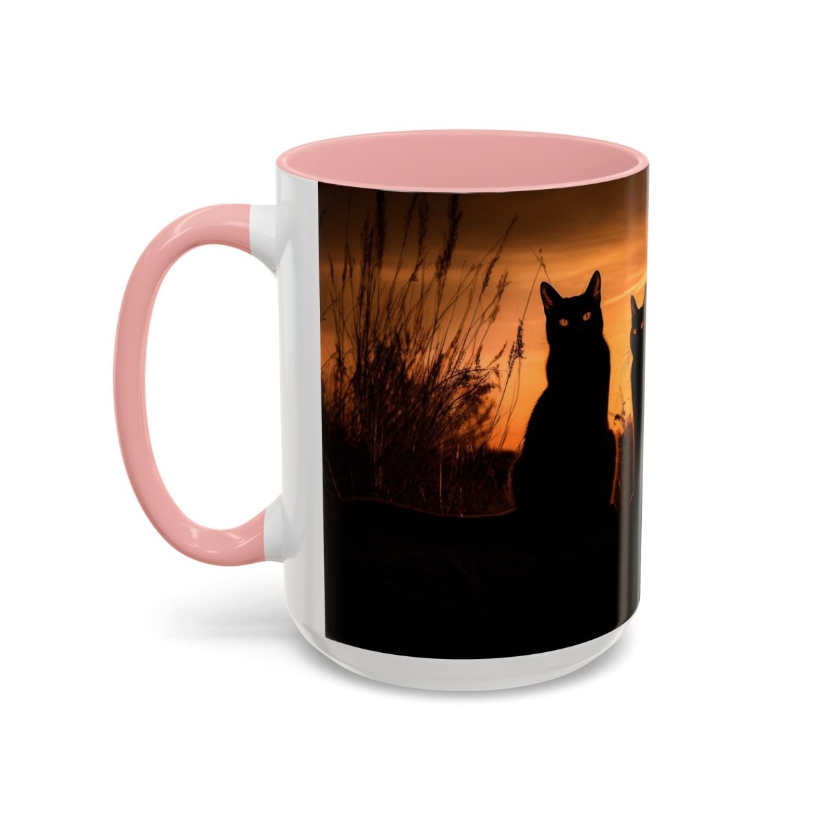 Sunset Cat Silhouette Coffee Mug, 15oz - Elegant Deer