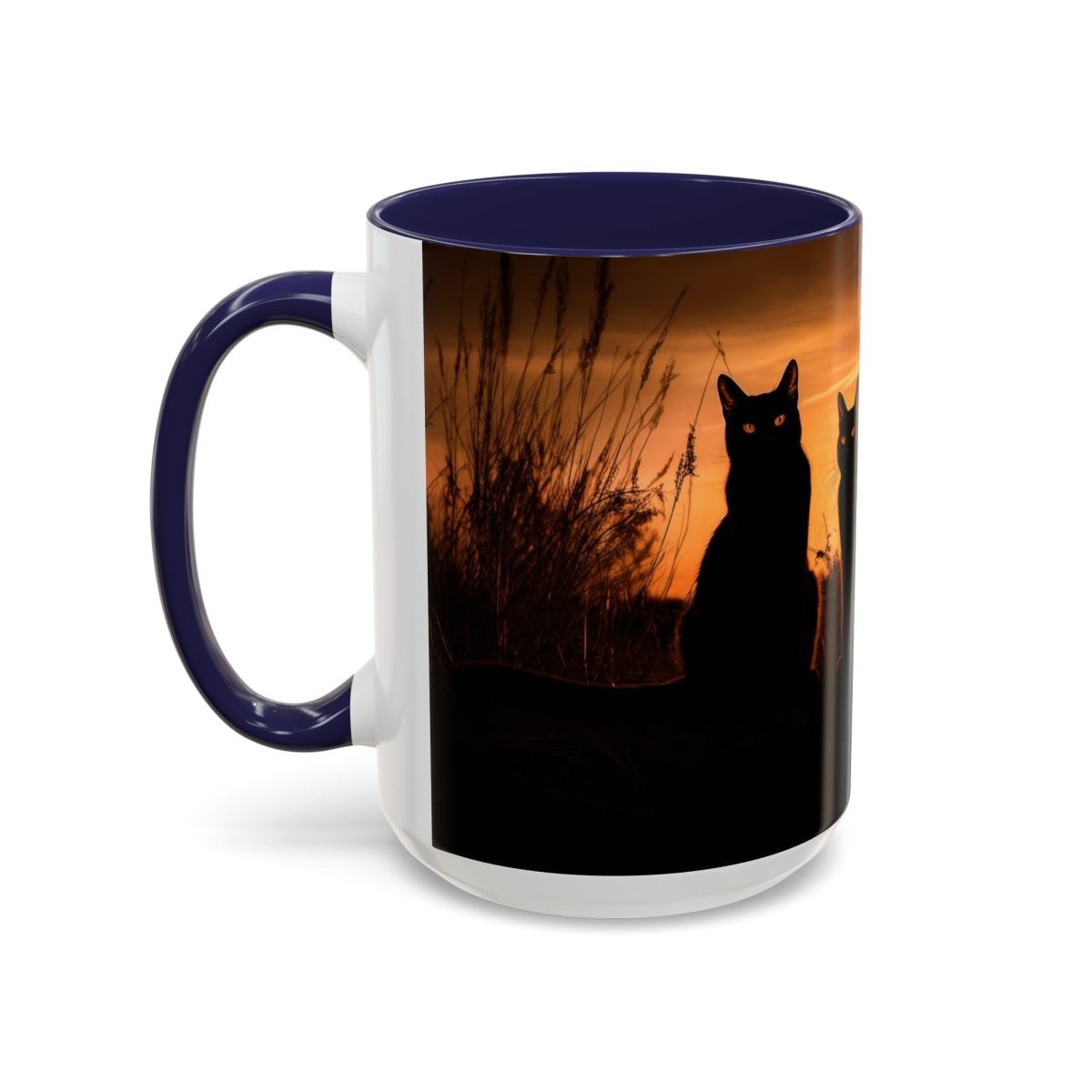 Sunset Cat Silhouette Coffee Mug, 15oz - Elegant Deer