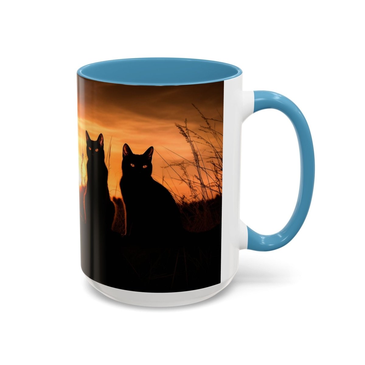 Sunset Cat Silhouette Coffee Mug, 15oz - Elegant Deer