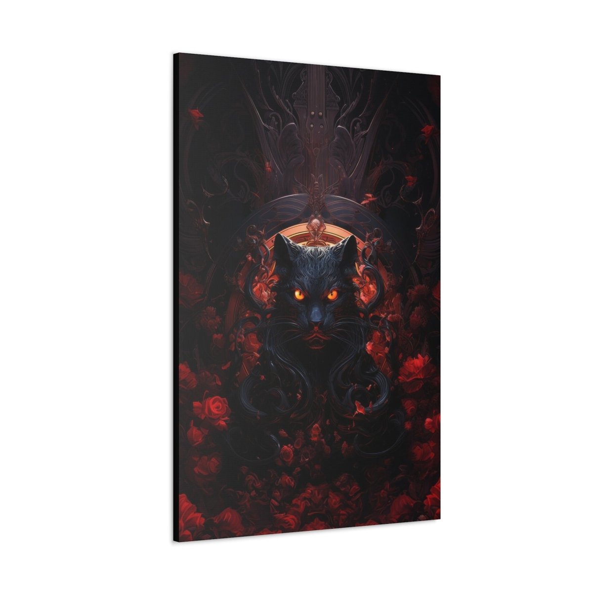 Sureal Rose Red Cat Canvas Poster - Elegant Deer