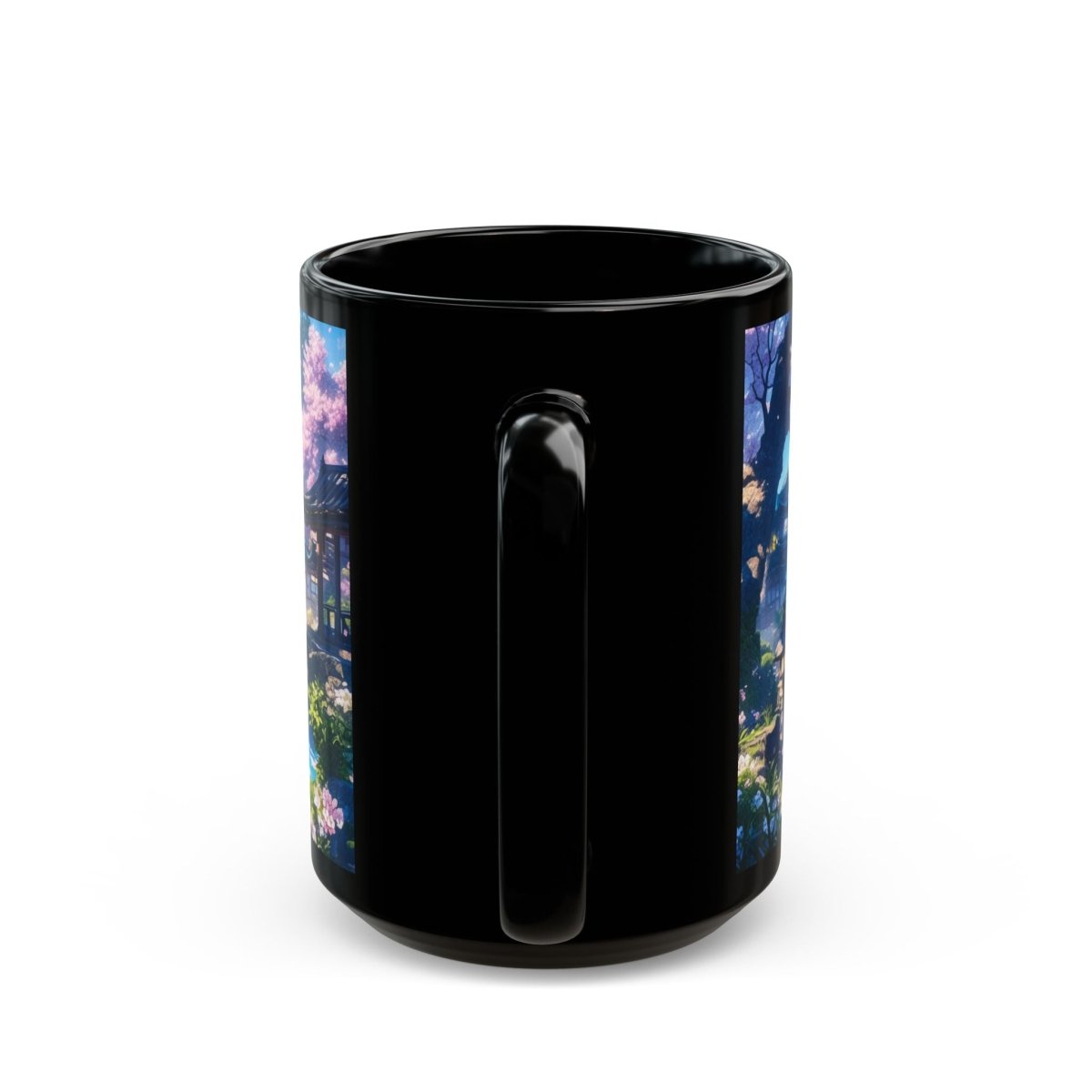Traditional Japanese Serenity Mug – Cherry Blossoms and Tranquil Lake 15oz - Elegant Deer