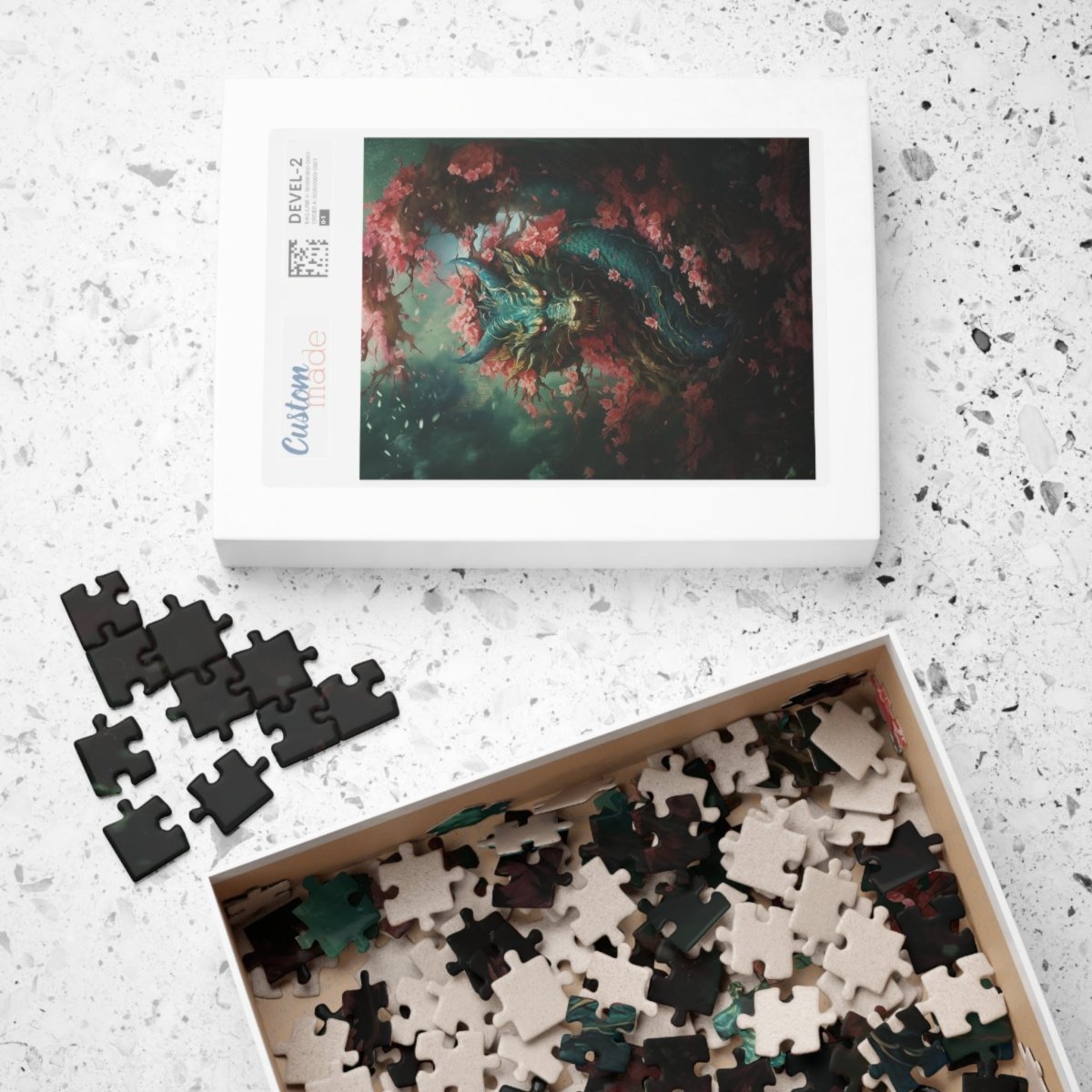 Turquoise Dragon in the Flowers jigsaw puzzle - Elegant Deer