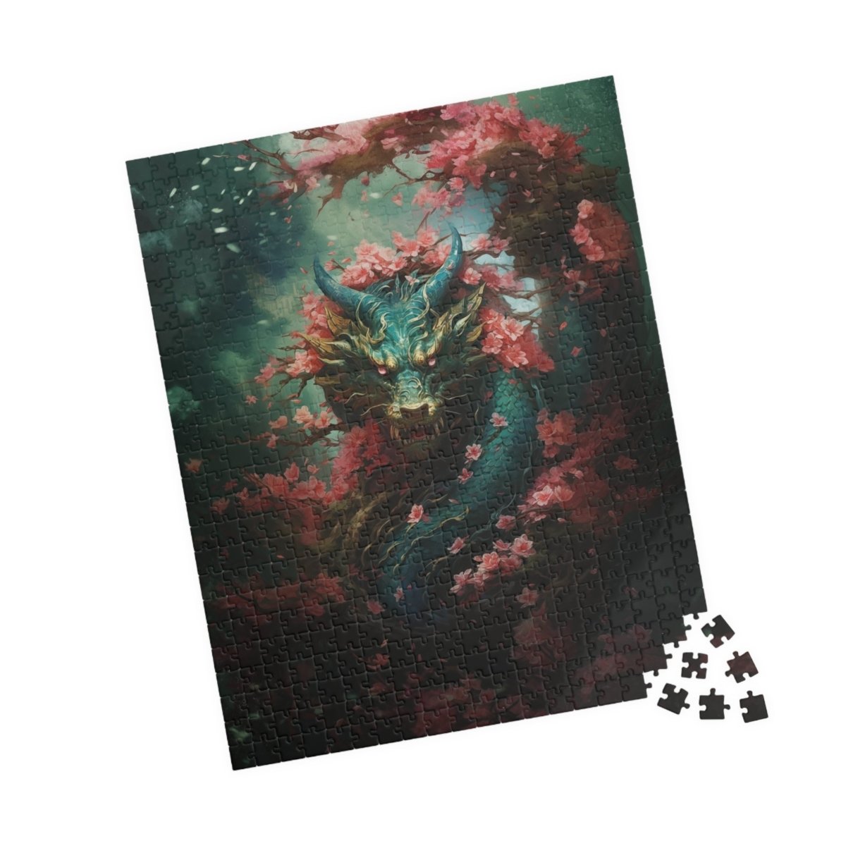 Turquoise Dragon in the Flowers jigsaw puzzle - Elegant Deer