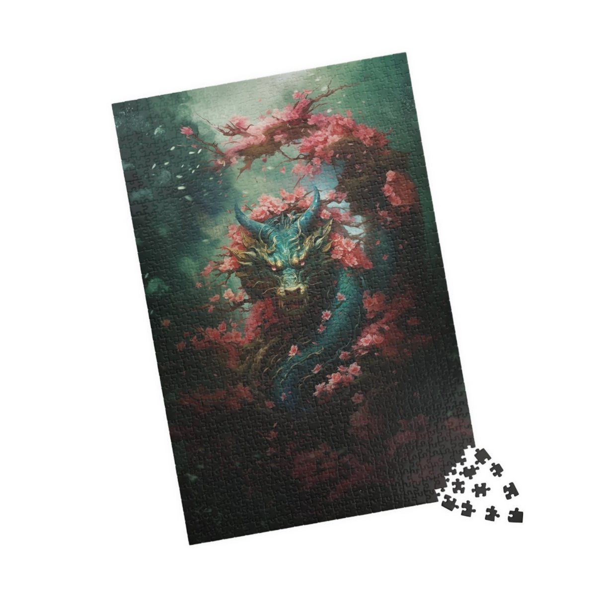 Turquoise Dragon in the Flowers jigsaw puzzle - Elegant Deer