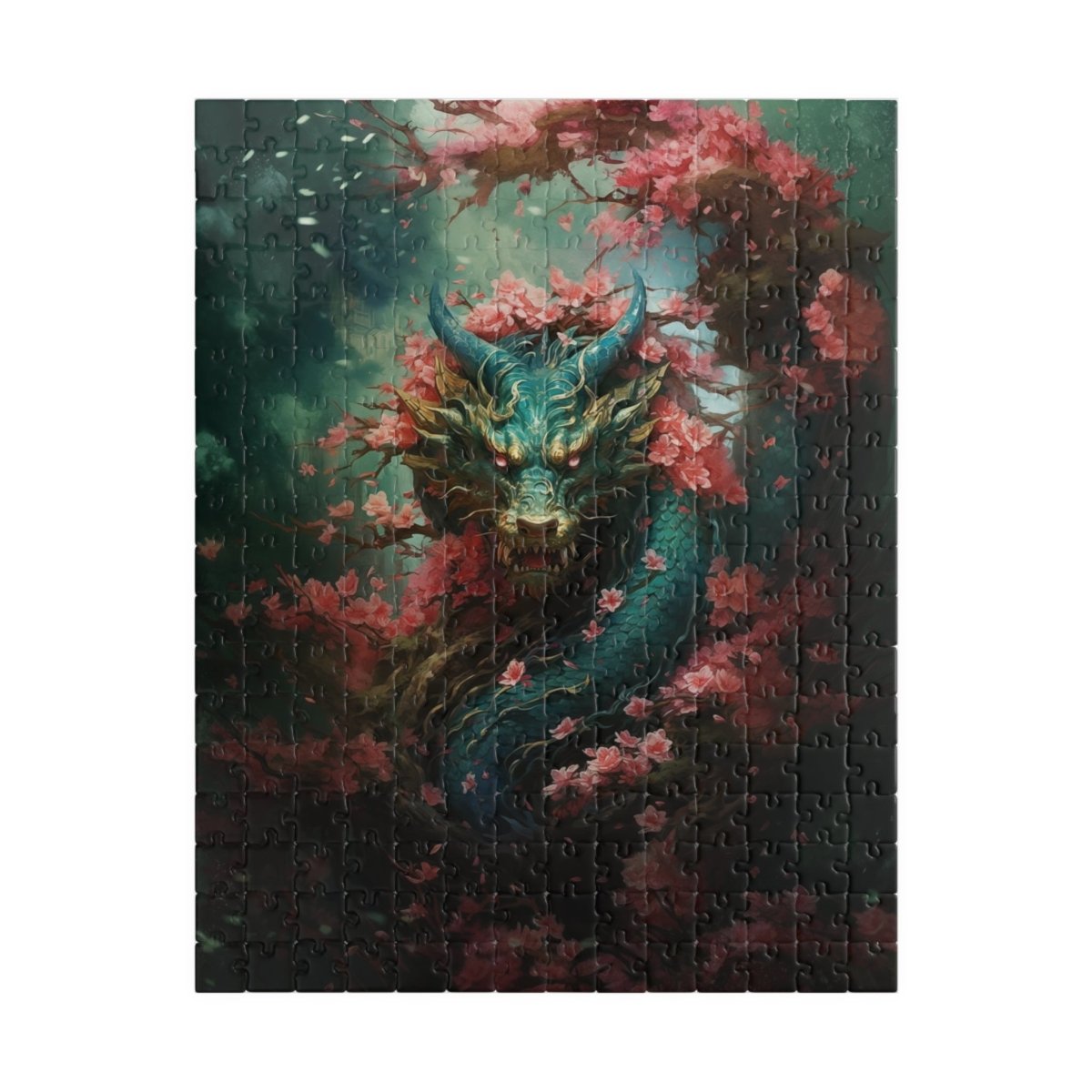 Turquoise Dragon in the Flowers jigsaw puzzle - Elegant Deer