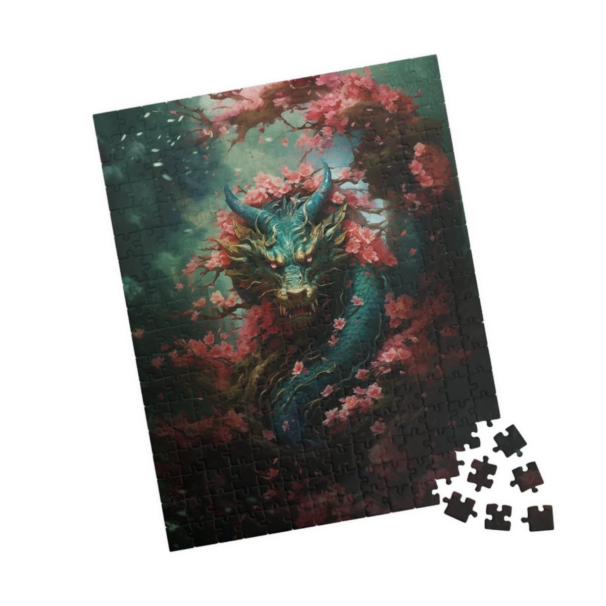 Turquoise Dragon in the Flowers jigsaw puzzle - Elegant Deer