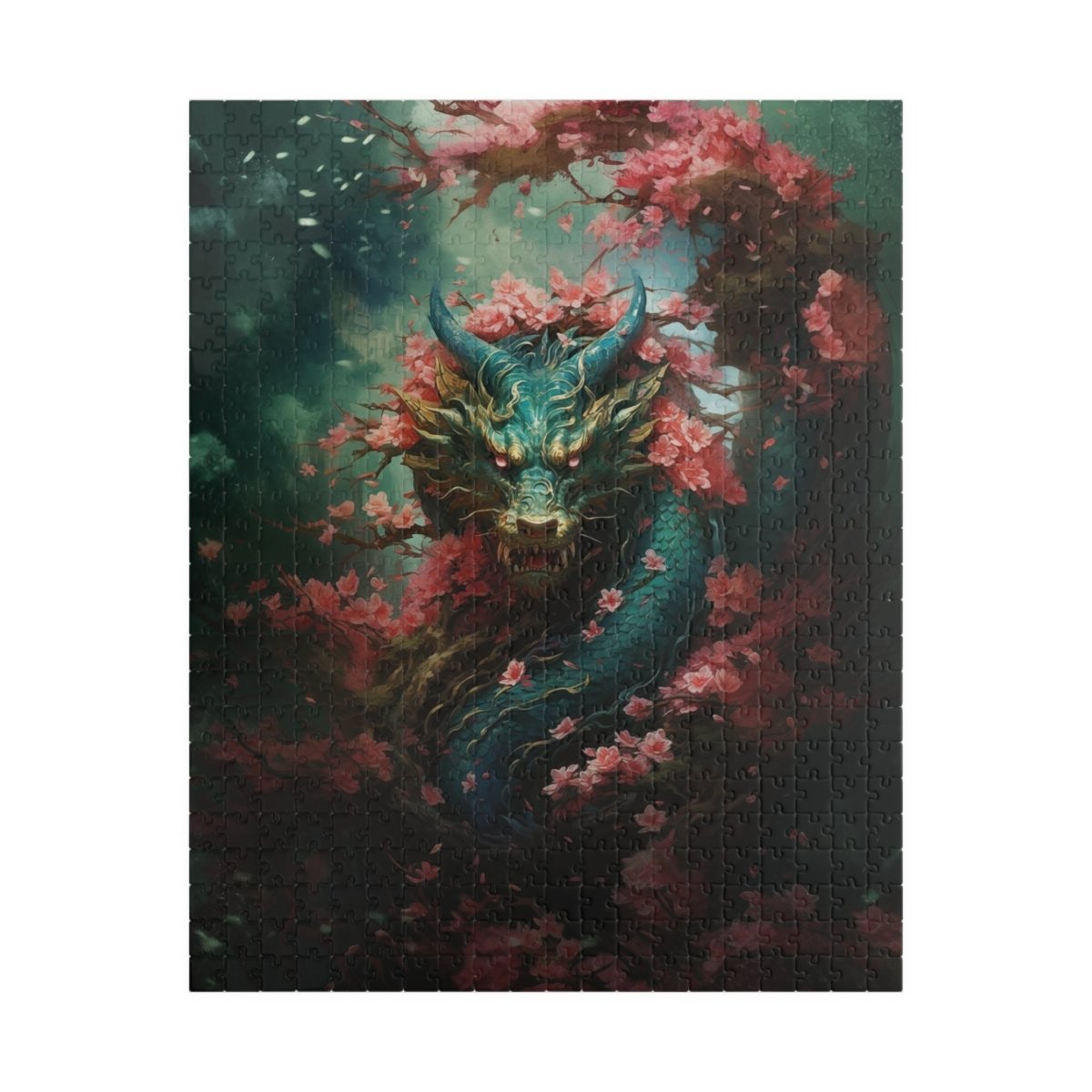 Turquoise Dragon in the Flowers jigsaw puzzle - Elegant Deer