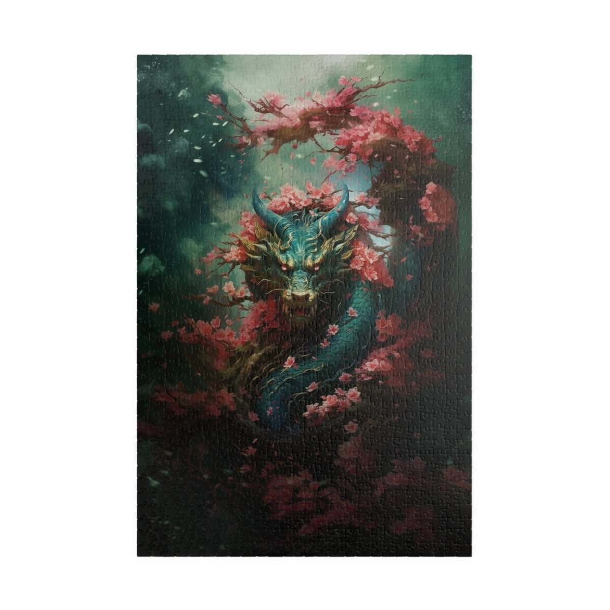 Turquoise Dragon in the Flowers jigsaw puzzle - Elegant Deer