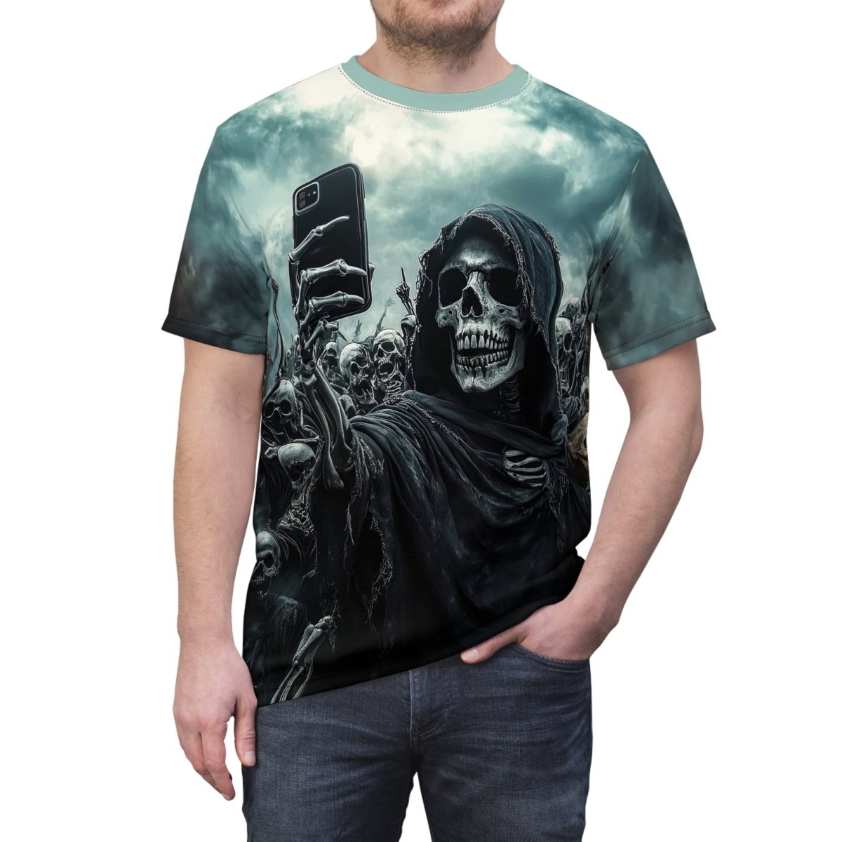 Undead Selfie - Dual - Sided AOP T-Shirt - Elegant Deer