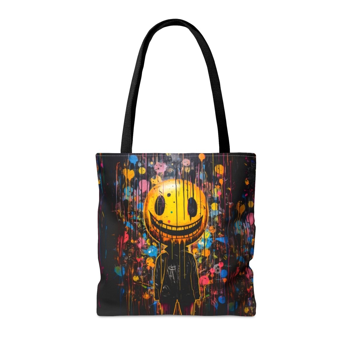 Urban Chaos: Graffiti Smiley Tote Bag - Elegant Deer