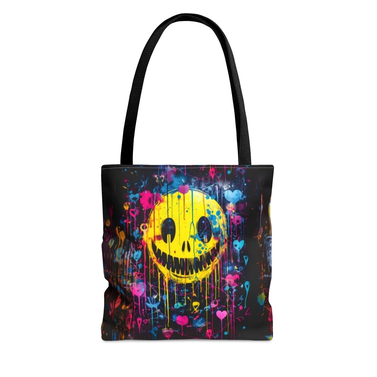 Urban Chaos: Graffiti Smiley Tote Bag - Elegant Deer