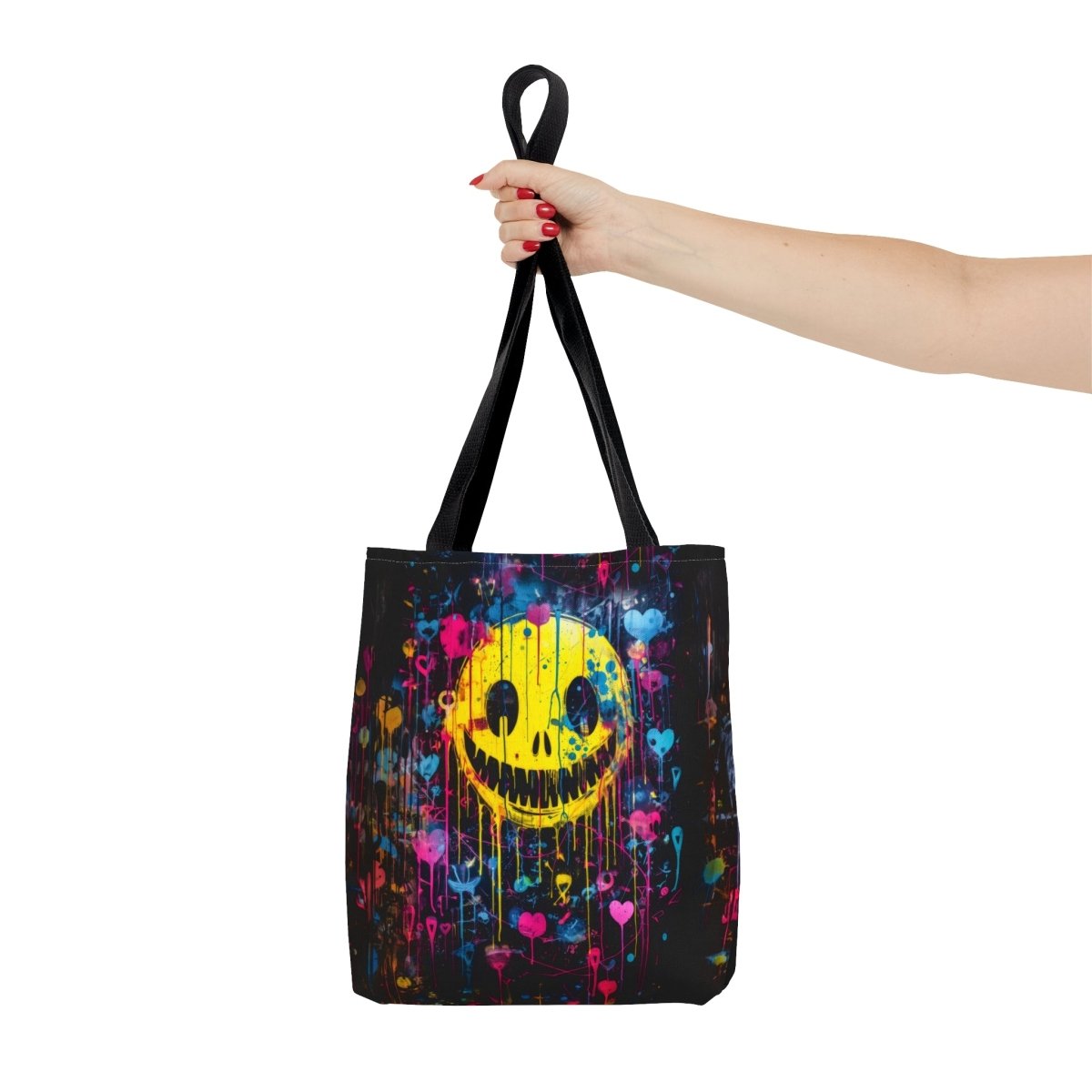 Urban Chaos: Graffiti Smiley Tote Bag - Elegant Deer