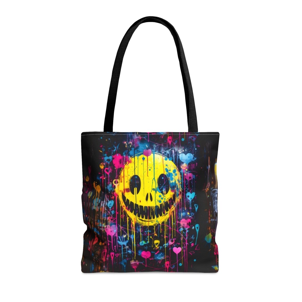 Urban Chaos: Graffiti Smiley Tote Bag - Elegant Deer
