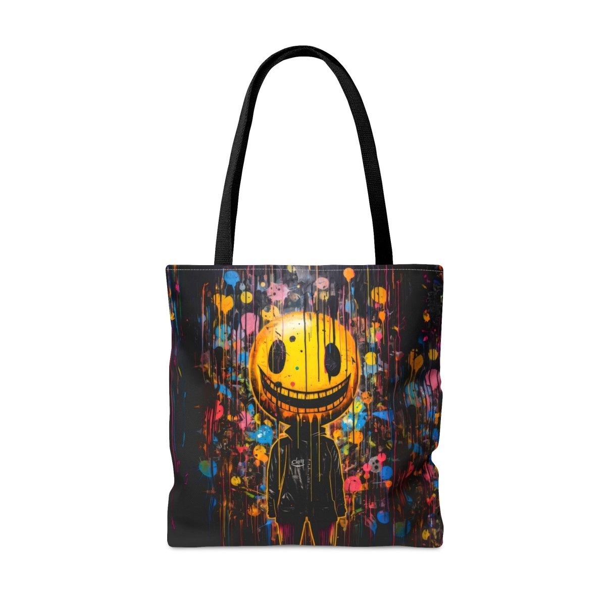 Urban Chaos: Graffiti Smiley Tote Bag - Elegant Deer