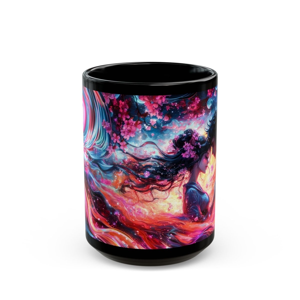 Vibrant Manga - Style Romantic Coffee Mug 15oz - Elegant Deer