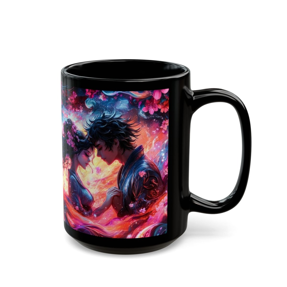 Vibrant Manga - Style Romantic Coffee Mug 15oz - Elegant Deer
