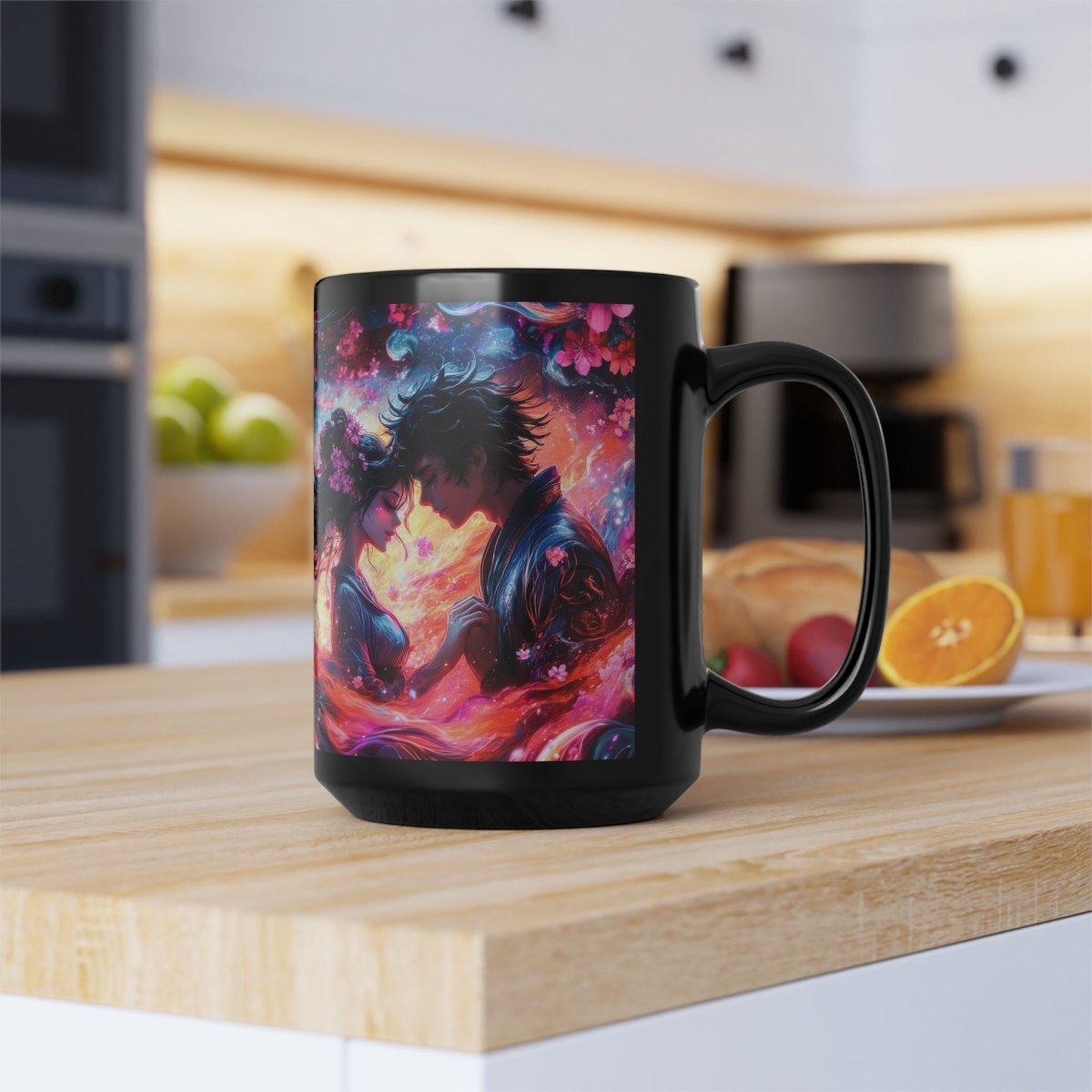 Vibrant Manga - Style Romantic Coffee Mug 15oz - Elegant Deer